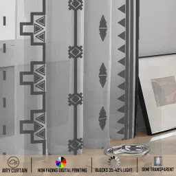 Stitchnest Grey Sheer Semi Transparent & Light Filtering Door Curtain - 7 ft image 5