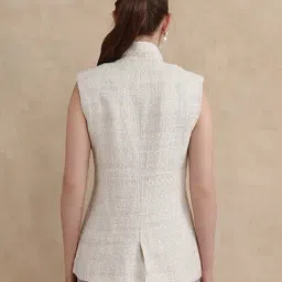 RAREISM Beige Blended Solid Sleeveless Waistcoat image 2