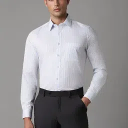 Louis Philippe White Cotton Slim Fit Striped Shirt-picture-18