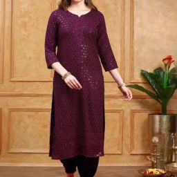 Ishin Purple Embroidered Straight Kurta-picture-34