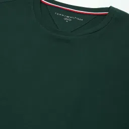 TOMMY HILFIGER Green Solid Regular Fit Cotton T-Shirt image 5