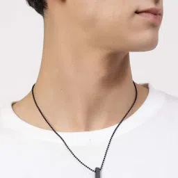 NVR Black Rhodium Plated Bar Pendant & Chain for Men image 5