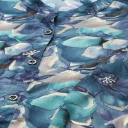 Amukti Blue Rayon Printed Three-Quarter Sleeves Kurta image 5