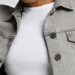 Forever 21 Grey Regular Fit Cropped Jacket image 5