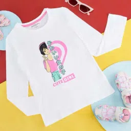 Pantaloons Junior White & Pink Cotton Printed Full Sleeves T-Shirt-image-19