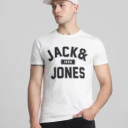 Jack & Jones Star White Cotton Slim Fit Printed T-Shirt-picture-20