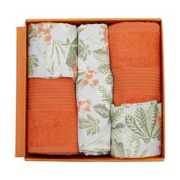 Maspar Red Cotton Floral 200 TC Bedsheet & Towel - Set of 5-picture-30