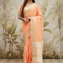 RACHNA Solid Zari Chanderi Saree with Blouse Piece-picture-30