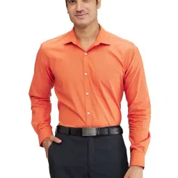 Park Avenue Orange Slim Fit Self Pattern Shirt-picture-35