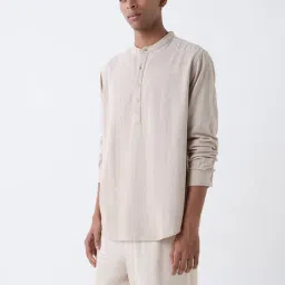 ETA by Westside Beige Self-Patterned Relaxed-Fit Cotton-Blend Shirt-picture-18