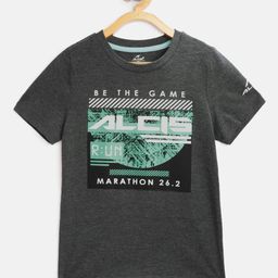 Alcis Boys Charcoal Grey & Green Printed Round Neck T-shirt-picture-46