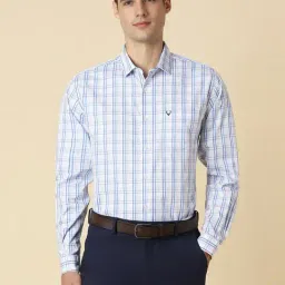 Allen Solly Blue Cotton Slim Fit Checks Shirt-picture-44