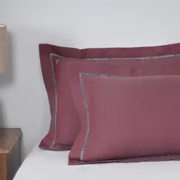 Maspar Solid Red 300 Cotton Standard Pillow Case Set-image-2