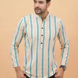 Anouk Rustic Men Striped Pure Cotton Kurta With Trouser image 4