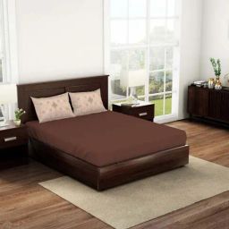 Spaces Reagalis Printed Brown Cotton Double Bed Sheet with 2 Pillow Covers-picture-24