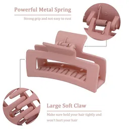 MADHAVWATCH Set of 4 Women Matt Finished Rectangular Hair Claw Clip image 5