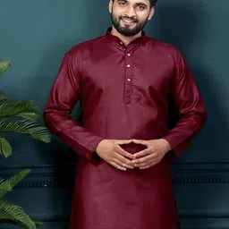 click n buy Men Maroon Kurtas-image-95