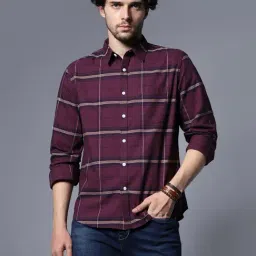 High Star Wine Relaxed Fit Checks Shirt-image-0