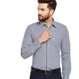 Hancock Navy Slim Fit Check Shirt-picture-38