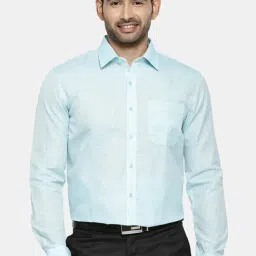 Ramraj Sky Blue Cotton Regular Fit Shirt-picture-19