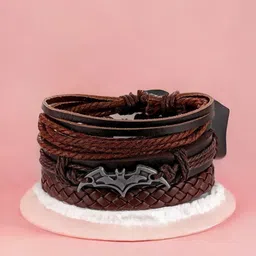 UNIVERSITY TRENDZ Men 4 Leather Antique Wraparound Bracelet image 2