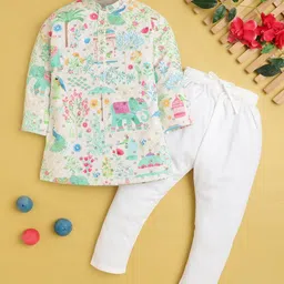 BAESD Boys Ethnic Motifs Printed Regular Sequinned Kurta with Pyjamas-picture-25