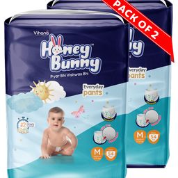 Honey Bunny Medium -  Everyday Baby Pants Diapers - 108 Pcs (2 Pack of 54 pcs)-picture-4