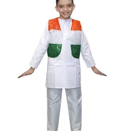 Kaku Fancy Dresses Independence Day Theme Tiranga Jacket - Multi Colour-image-5