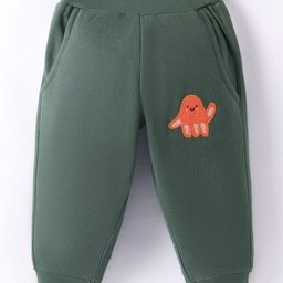Zero Knit Full Length Fish Printed Fleece & Woollen Bottom - Olive Green-picture-43