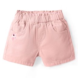 kookie kids india Kookie Kids Cotton Woven Shorts With Pockets & Floral Embroidery - Pink-picture-6