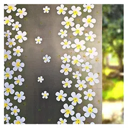 JAAMSO ROYALS White & Yellow Flower Design PVC Vinyl Self Adhesive Window Film-image-94