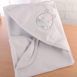 Simply Terry Knit Hooded Hippo Printed Towel & Wrapper L 80 x B 80 cm - Grey-picture-31