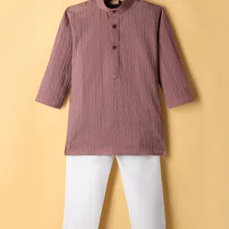 Ridokidz Full Sleeves Threadwork Embroidered Kurta Pyjama Set - Onion Pink-picture-13