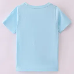 BLUSHES Christmas Theme 100% Cotton Half Sleeves Merry And Bright Text Printed Tee - Powder Blue image 3