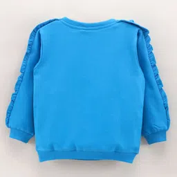 Babyhug Full Sleeves Sweatshirt With Graphics & Frill Detailing - Blue image 3