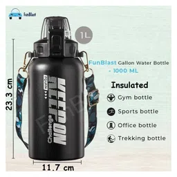 FunBlast Insulated Stainless Steel Bottle  1000 ml Black image 3