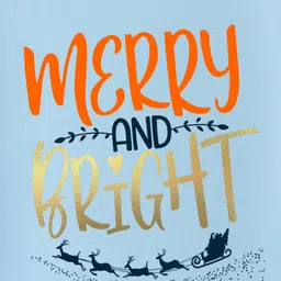 BLUSHES Christmas Theme 100% Cotton Half Sleeves Merry And Bright Text Printed Tee - Powder Blue image 4