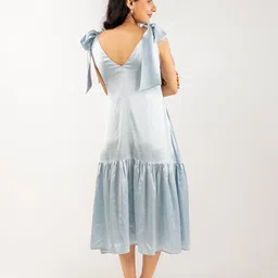 MONOMEE Shoulder Straps Neck A-Line Midi Dress image 2