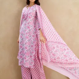 SKYLEE Women Floral Printed Kurta with Trousers & Dupatta image 2