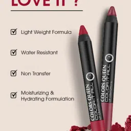 Colors Queen Color It All Lip Crayon Lipstick with Sharpener 26 Love - 3.5 gm image 2