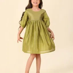 Fabindia Kids Green Printed Dress image 5