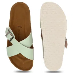 hoversoul Hoversole Women's Xena Pistachio Cork Cross Strap Sandals image 5