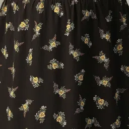 Oxolloxo Black Regular Fit Floral Print Plus Size Skirt image 5
