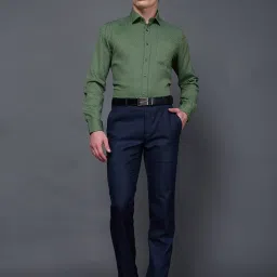 Daniel Hechter Green Cotton Blend Slim Fit Printed Formal Shirt image 5