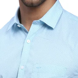 Colorplus Blue Tailored Fit Printed Shirt image 5