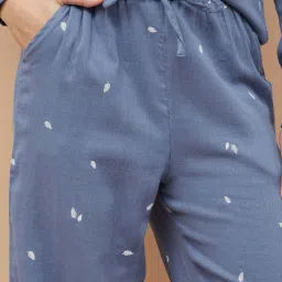 Fame Forever By Lifestyle Blue Cotton Regular Fit Printed Trousers image 5