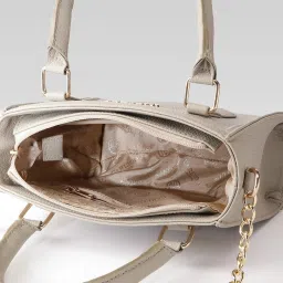 Carlton London Beige Medium Leather Satchel image 5