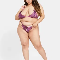 Secrets By ZeroKaata Purple Lace Work Bra Panty Set image 5