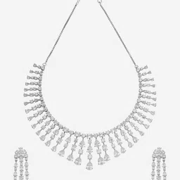 Kushal's Fashion Jewellery White Rhodium-Plated CZ Studded Party Jewellery Set image 4