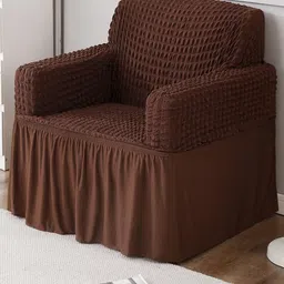 HOKIPO Brown Stretchable Sofa Cover With Arms image 1
